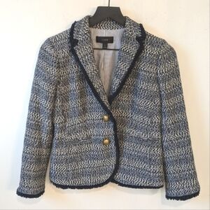 J. Crew Navy and White Tweed Blazer